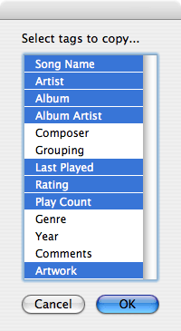 Copy Tag Info Tracks to Tracks screenshot
