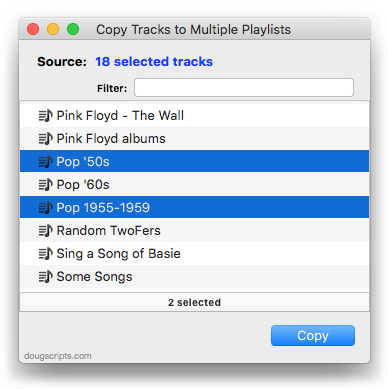 Copy Tracks to Multiple Playlists