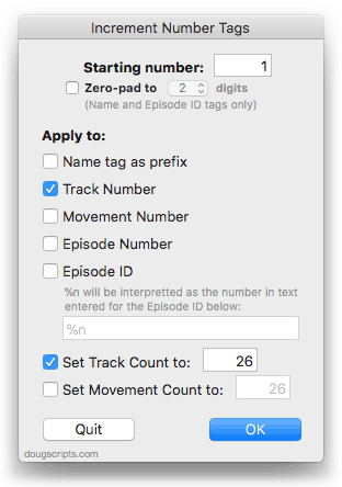 Increment Number Tags