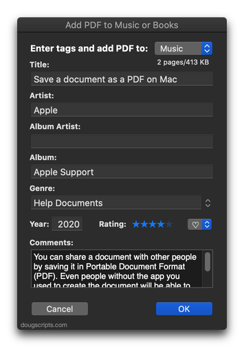 Add PDF to Music or Books in action