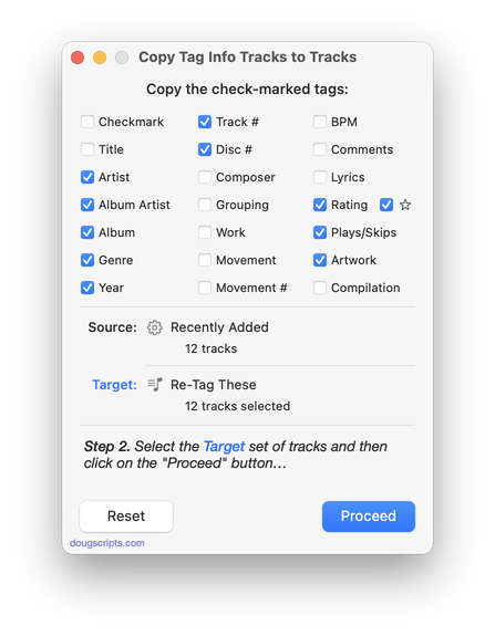 Copy Tag Info Tracks to Tracks