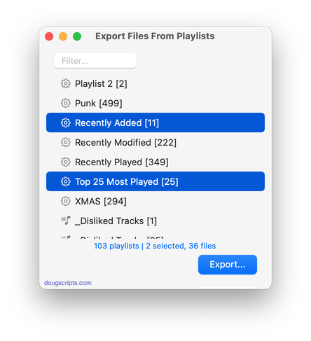 Export Files From Playlists