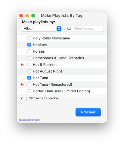 Make Playlists By Tag in action