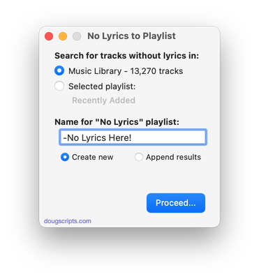 No Lyrics to Playlist