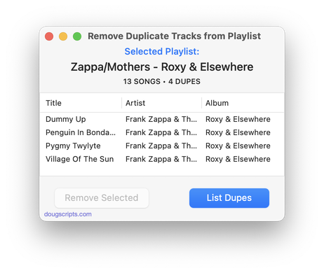 Remove Duplicate Tracks from Playlist