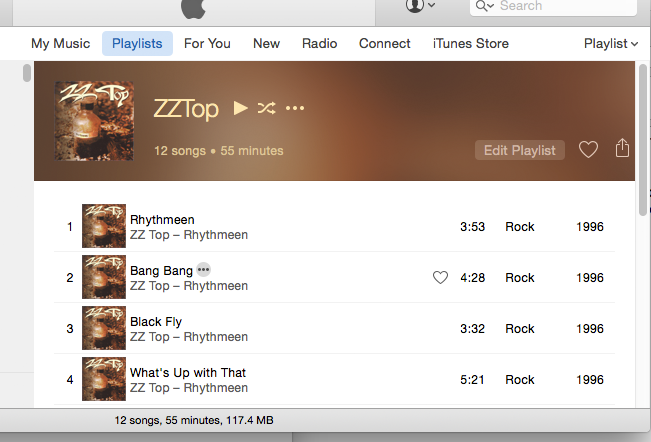 Playlist in playlist view