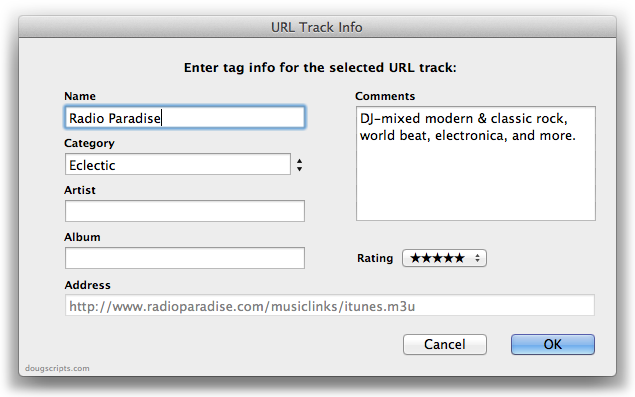 Doug's AppleScripts NEW: URL Track Info » Doug's AppleScripts